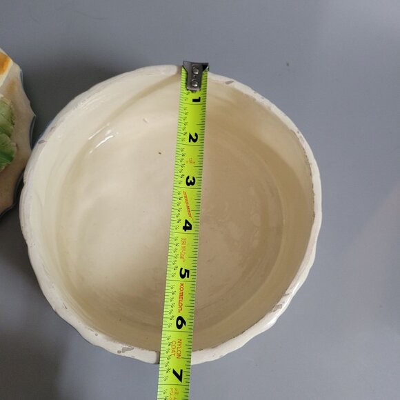 Handpainted Ceramic Capodiamante Floral Trinket Box With Raised Rose Design Made - Picture 8 of 9